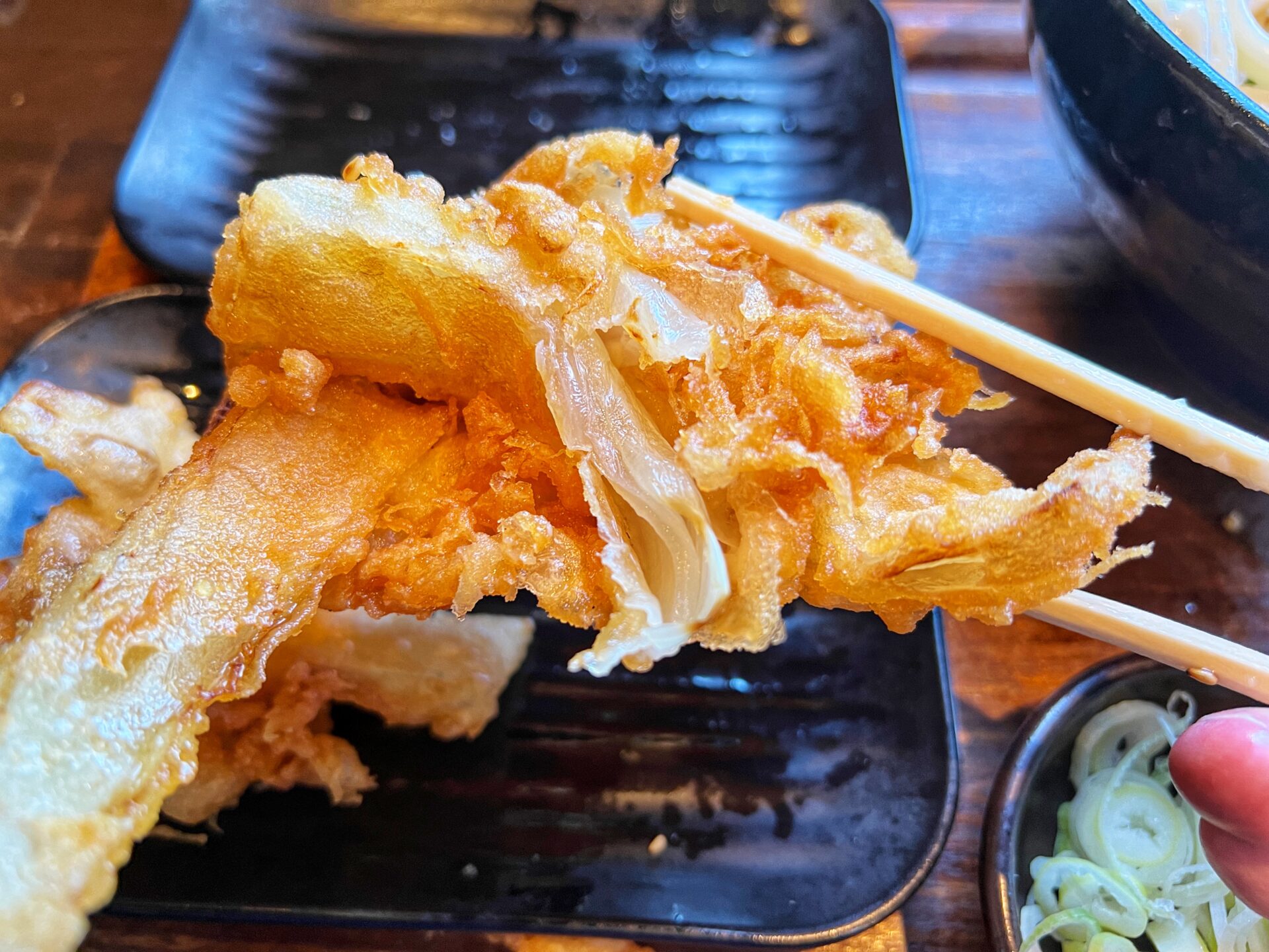 所沢市「柿屋うどん」夏バテも吹き飛ぶ！冷やしぶっかけうどんと大きな玉ねぎのかき揚げ