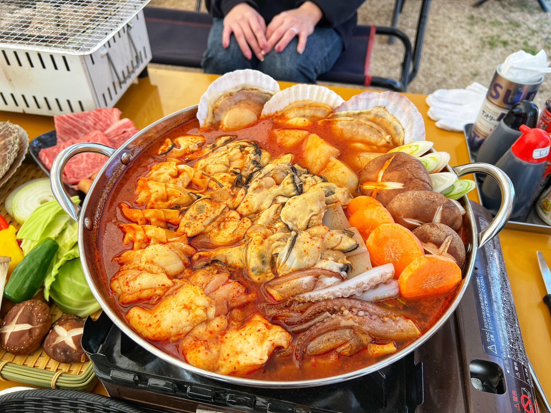 富士見市「牡蠣小屋 恵比寿丸」びん沼自然公園で新鮮な魚貝の海鮮BBQが3月末まで開催中