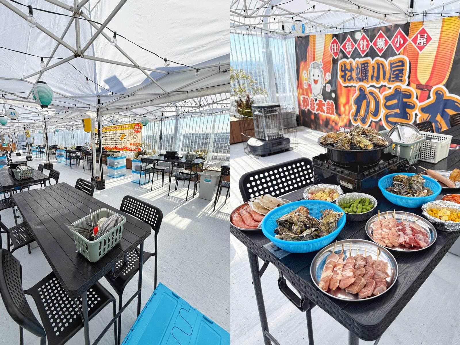 熊谷市「牡蠣小屋かき太鼓 熊谷駅ビル店」青空の下で食べる牡蠣の食べ放題は3月29日まで